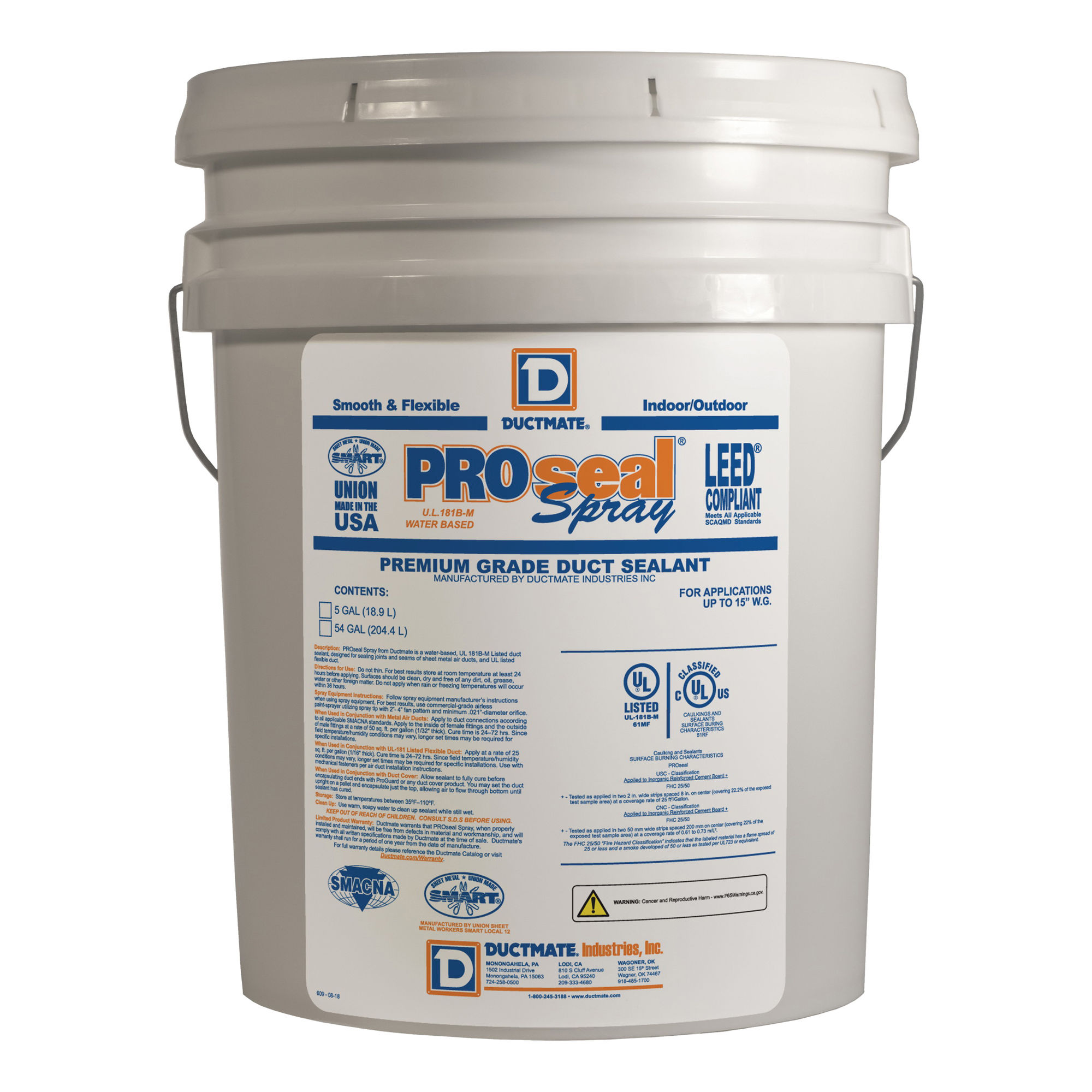 ductmate sealant duct pail 5gal gra wtr met 1hr. image 1