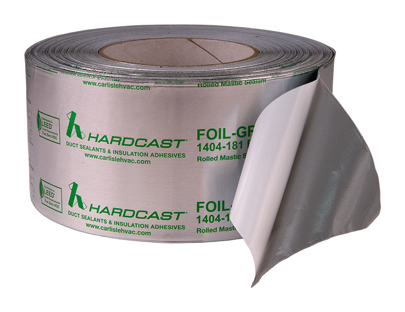 Hardcast AFG-1404 UL181 3" x 100-ft Printed Foil Rolled Mastic Tape 16 Rolls/Carton