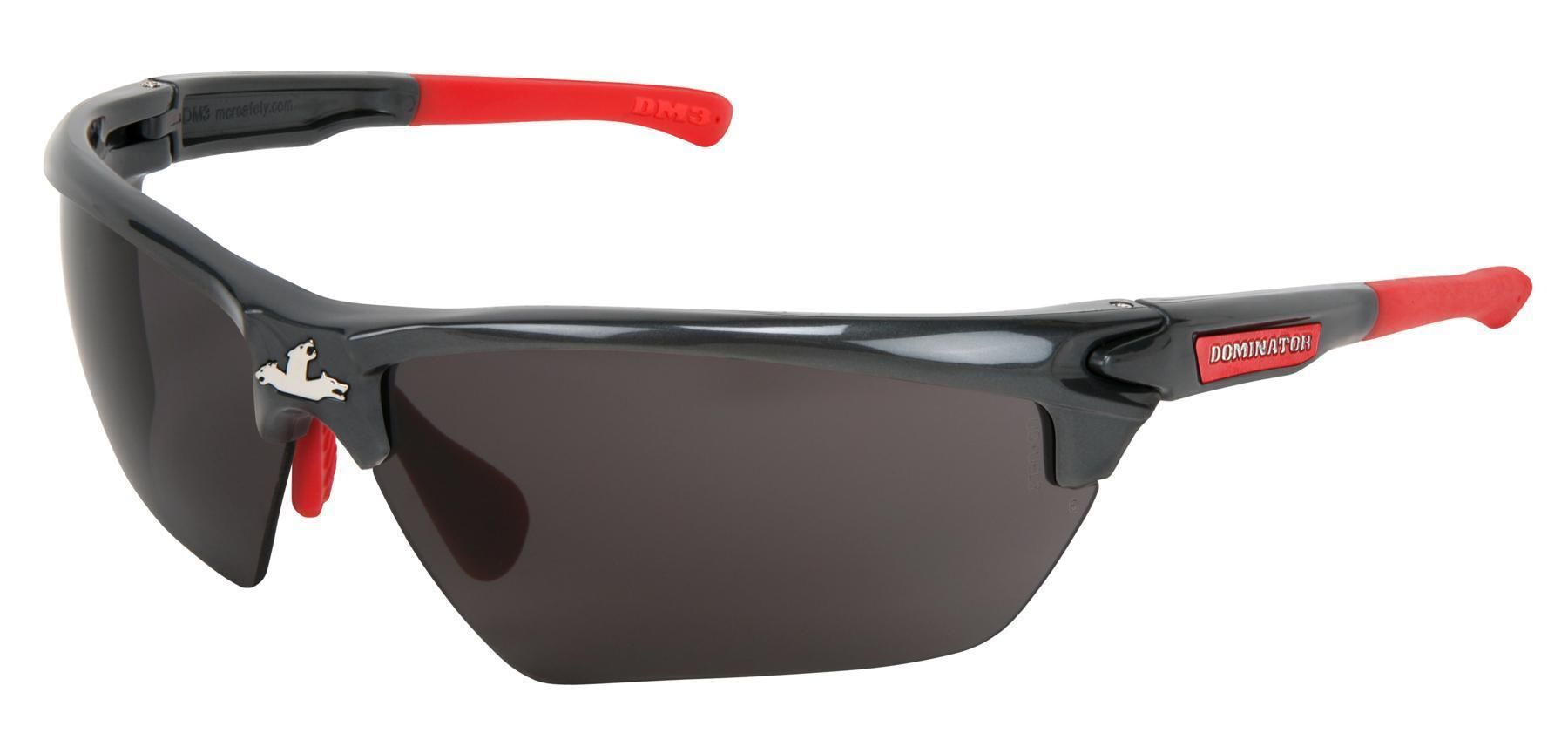 MCR Safety® Dominator™ 3 Black And Red Safety Glasses With Gray MAX6™ Anti-Fog Lens