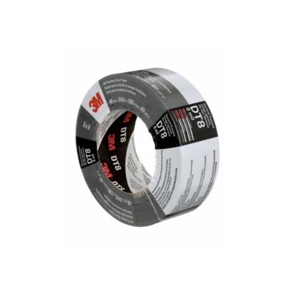 3M All Purpose Duct Tape DT8, Black, 48 mm x 54.8 m, 8 mil, 24/CASE