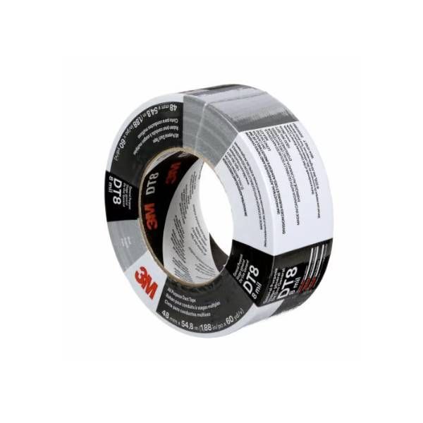 3M All Purpose Duct Tape DT8, Silver, 48 mm x 54.8 m, 8 mil, 24/CASE