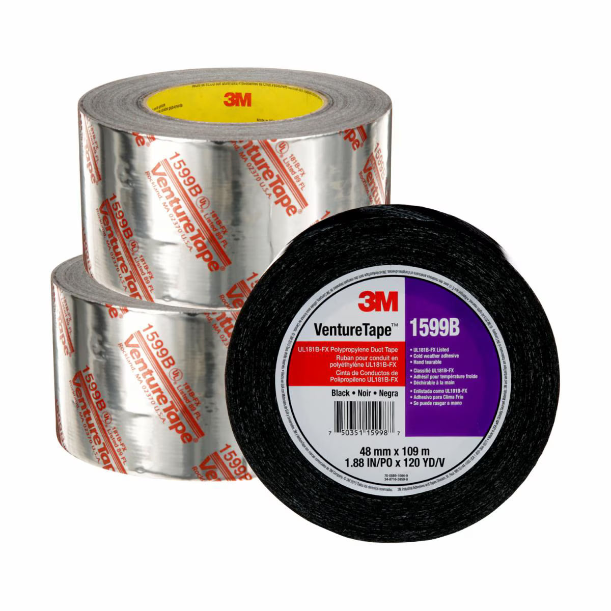 2" UL181 Black Duct Tape, 24rolls/case