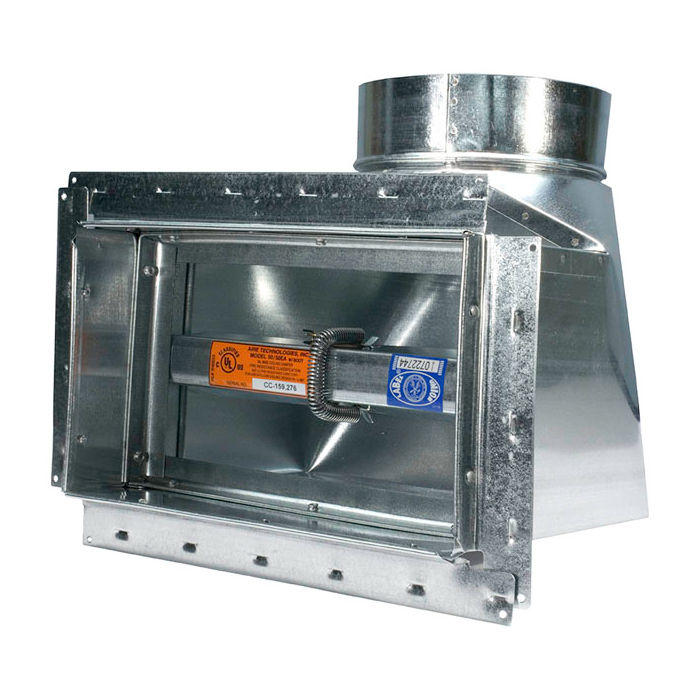 Aire Technologies 14 x 6 x 8 Ceiling Radiation Damper 90D Boot 6" Throat, 1" Flange