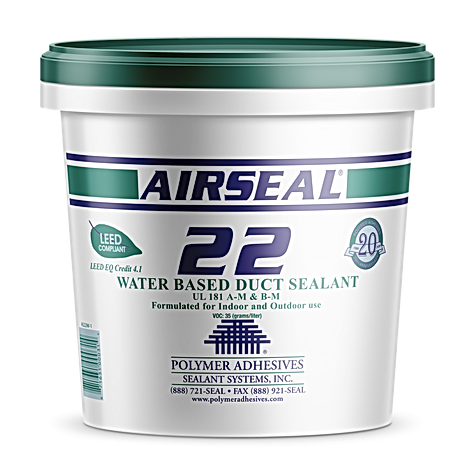 Polymer AirSeal 22 Waternased Smooth Duct Sealant Gray 1 Gallon Pail 4 Gallon/Case
