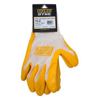Yellow Latex Dipped Cotton Gloves