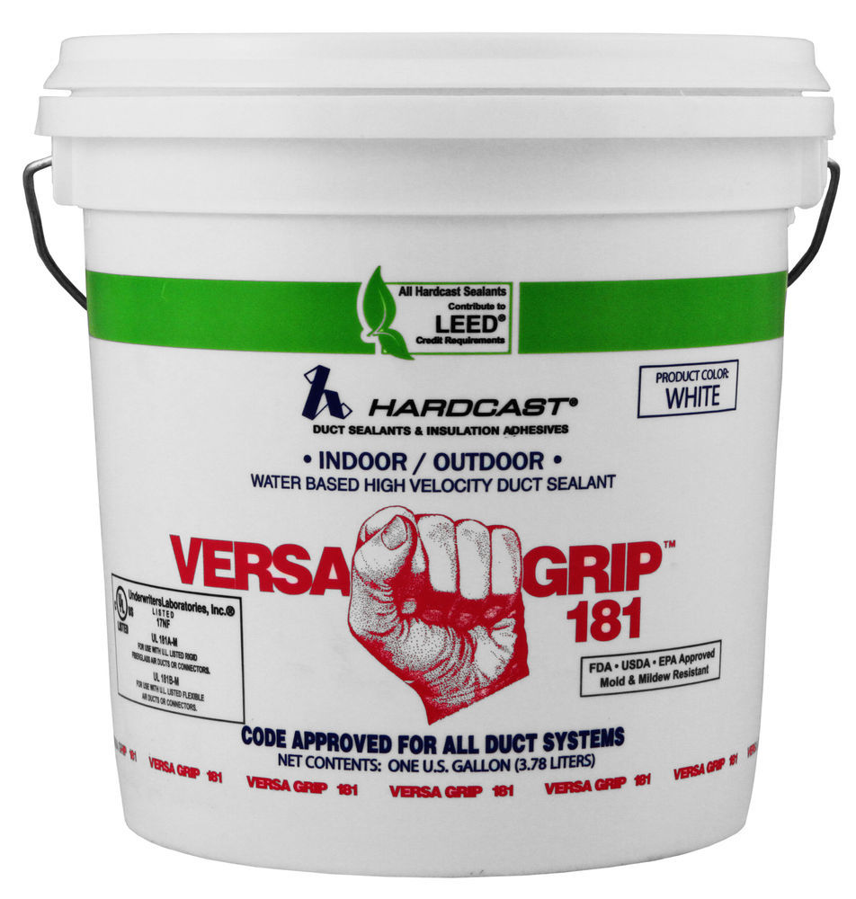 Hardcast VG-181 Versa-Grip Waterbased Fibered Duct Sealant White 1 Gallon Pail 4 Gallon/Case 180 Gallons/Pallet
