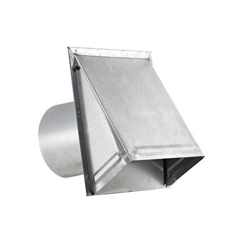 6" Galvanized Wall Exhaust Hood Vent (26 Ga), Spring Damper, 1/4" Wire Mesh Screen, 6" Collar