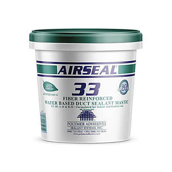 Polymer AirSeal 33 Solvent Based Fibered Duct Sealant Gray 1 Gallon Pail 4 Gallons/Case